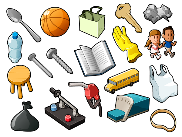 Illustration of cartoon objects. Image retrieved from www.pngkey.com.